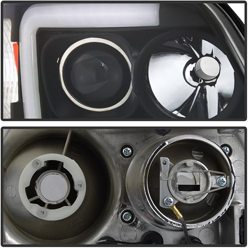 Miniatura 5 de ACANII - Para Ford F150 97-02 Expedition negro 1997-2003 Expedición LED proyector faros delanteros lado conductor y pasajero