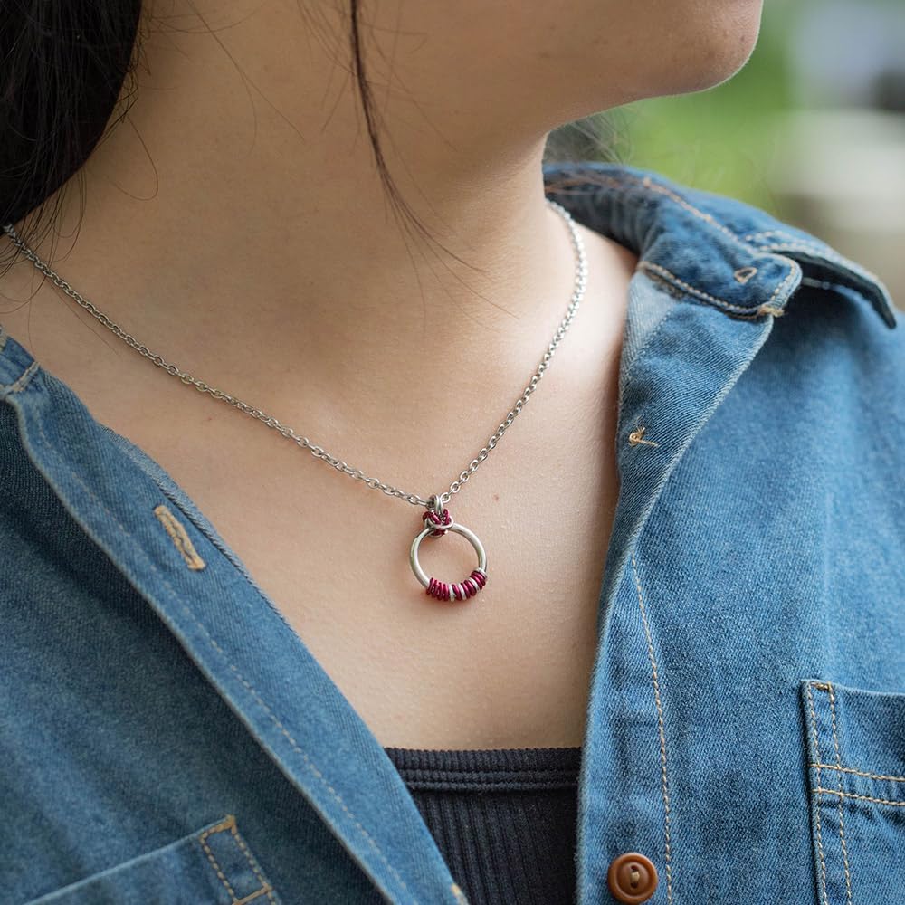 callie Personalized Morse Code Necklace - Custom Message Text on Anodized Circle Collars, Stainless Steel Morris Code Necklace, Birthday Anniversary Jewelry Gifts for Women