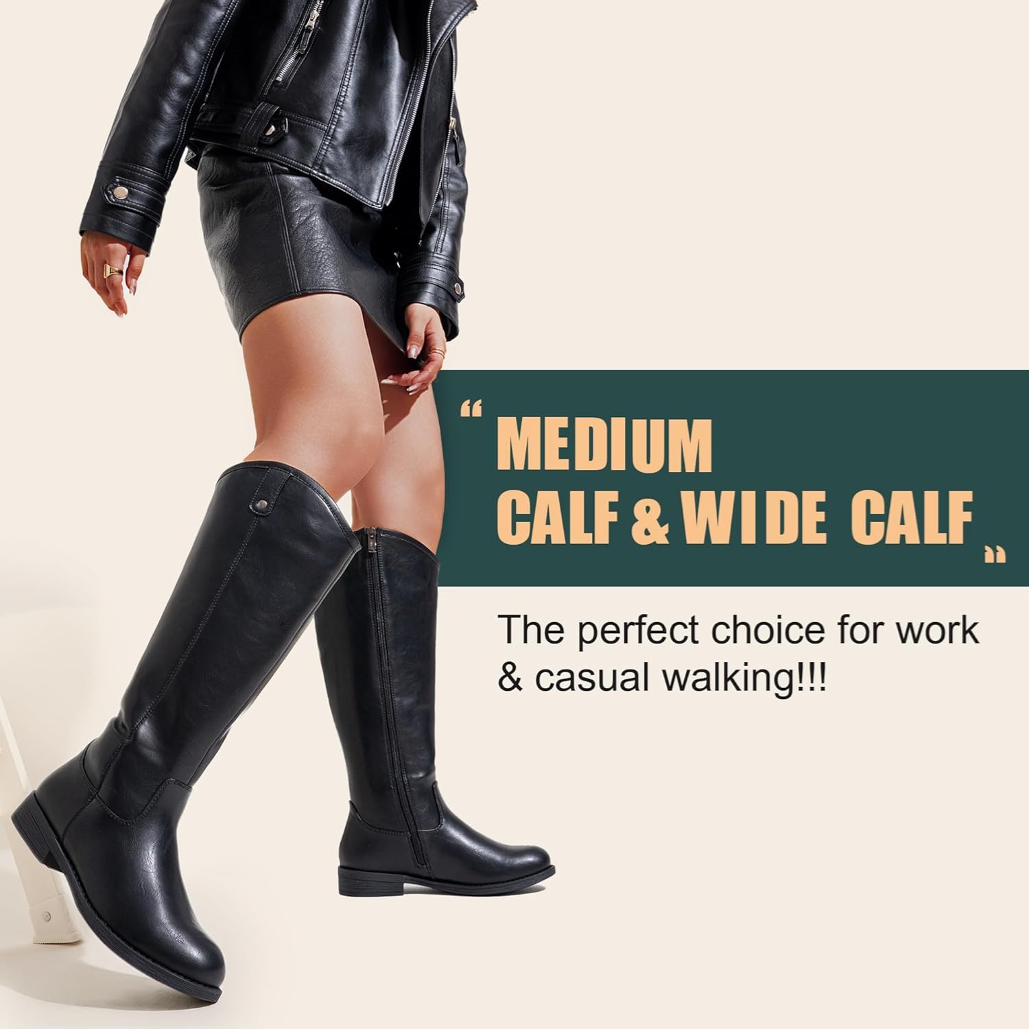 Vepose Women's Knee High Boots 956 Wide Calf Zipper Tall Fashion Boots - Image 3