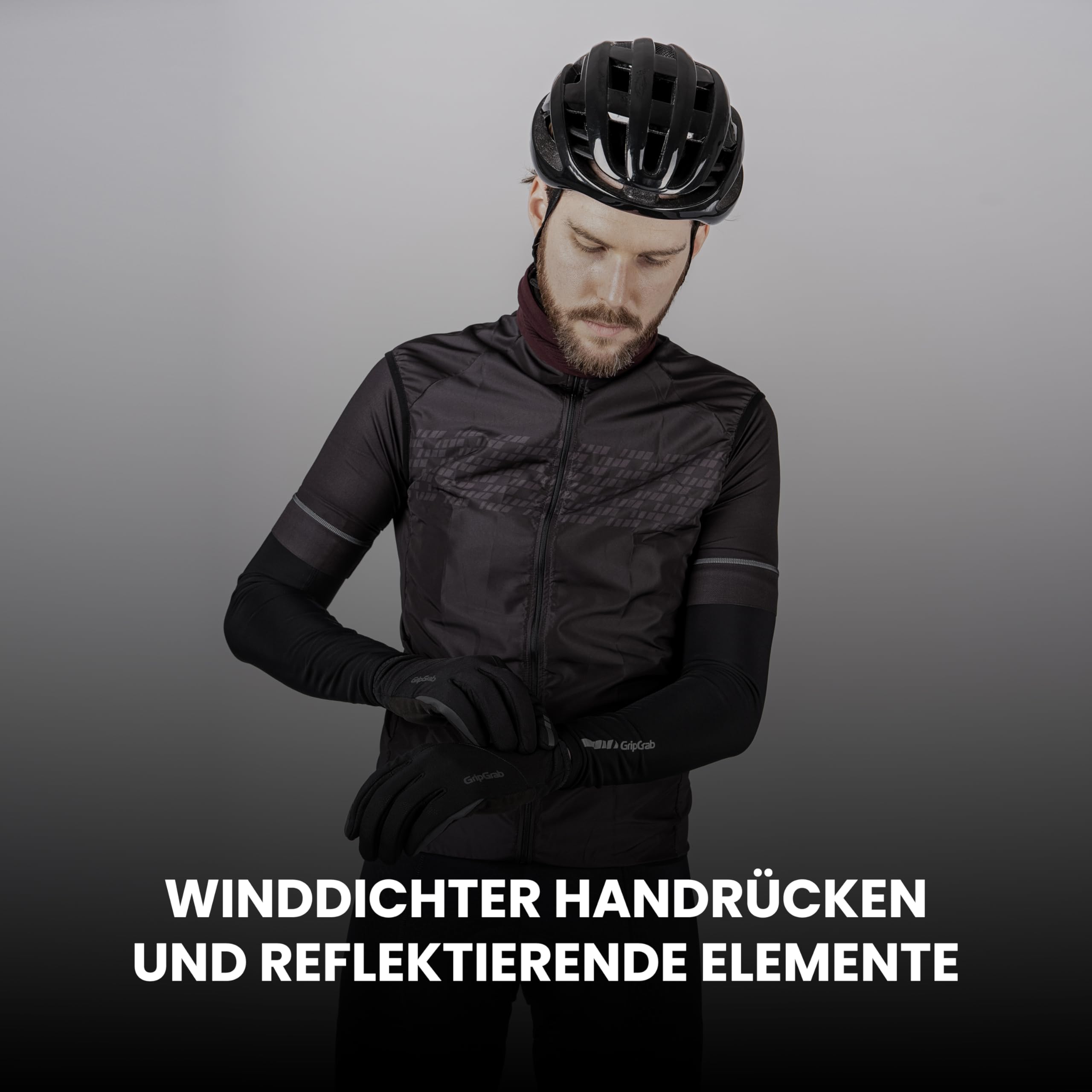 GripGrab Hurricane 2 Winddichte Fahrradhandschuhe Frühling Herbst Übergang | Gepolsterte Handflächen, rutschfeste Silikonprints, Touchscreen-Fingerspitzen, 90 % recyceltes Material, DWR-Beschichtung