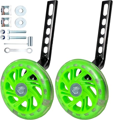 Ruedas de entrenamiento para bicicleta, rueda silenciadora flash compatible con bicicletas de 12 a 20 pulgadas, 1 par (azul)