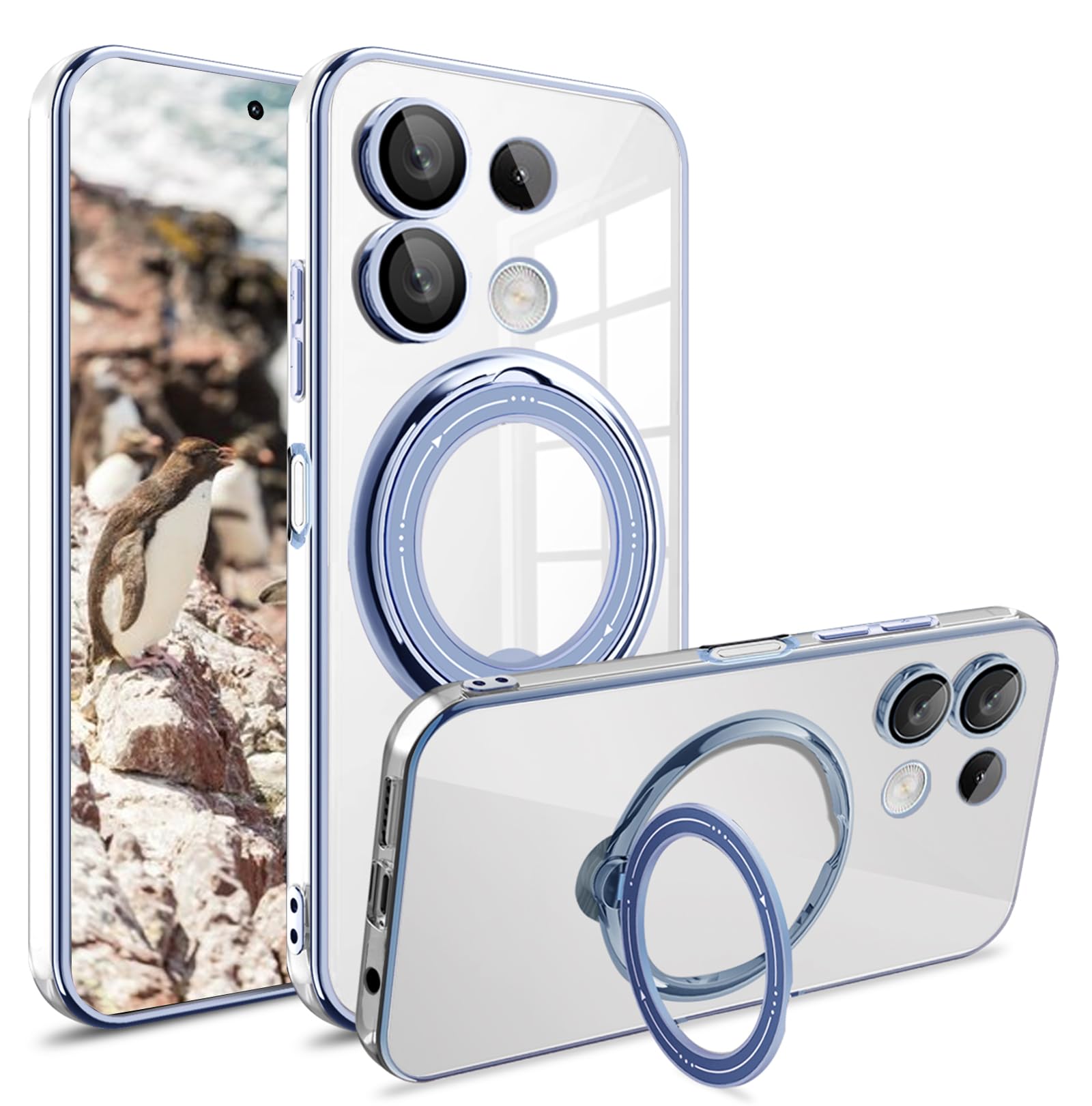 Ysnzaq for Xiaomi Redmi Note 13 Pro 5G 6.67" (Not 4G) Case with Camera Lens Protector, Clear Military Grade Protection Case with Kickstand for Xiaomi Redmi Note 13 Pro 5G / Poco X6.LD Blue