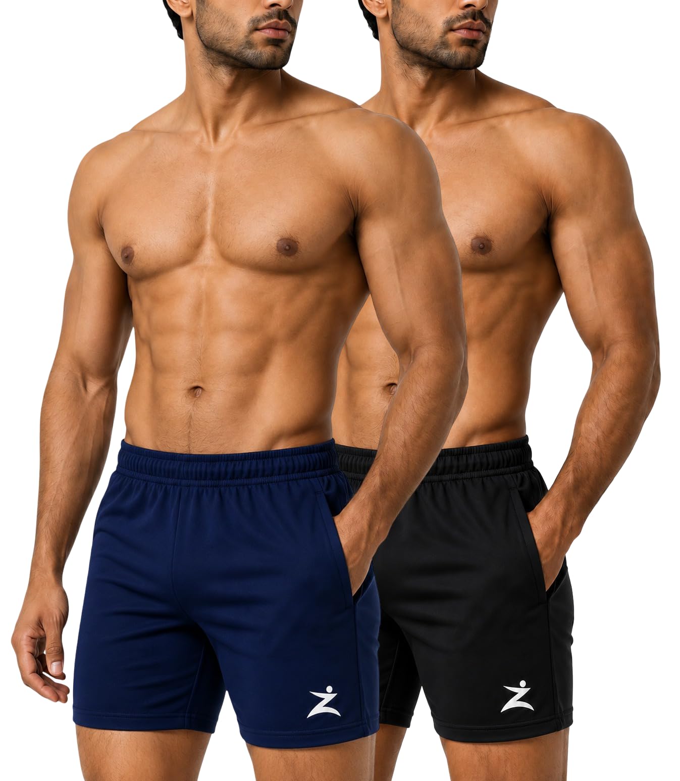 Men's Gym Shorts Combo Pack of 2 | Navy Blue & Black Sports Shorts for Men | Quick Dry Stretchable Workout Shorts | Running, Training & Active Wear-image-39