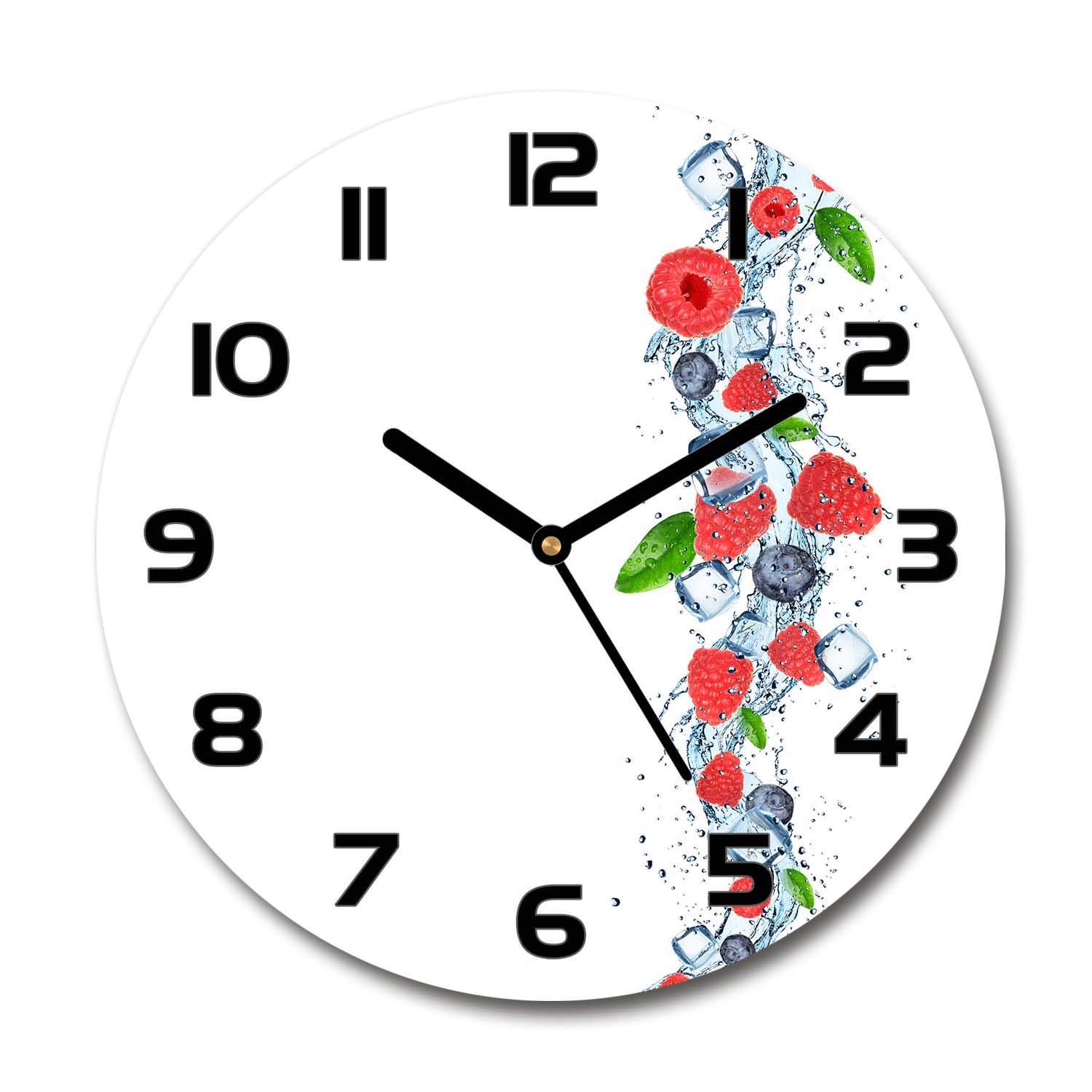 Horloge en verre 60x60 cm Tulup Fruits de la forêt pendule carrée silencieuse design