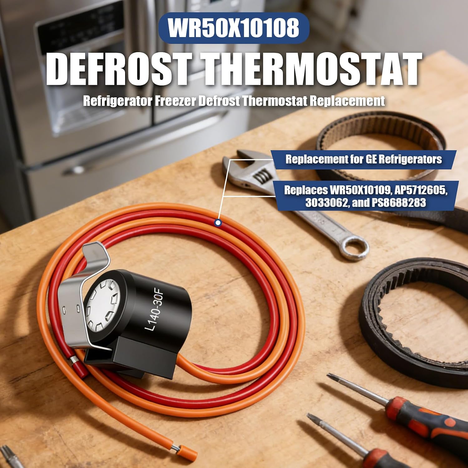 WR50X10108 Defrost Thermostat Replacement for GE Refrigerators