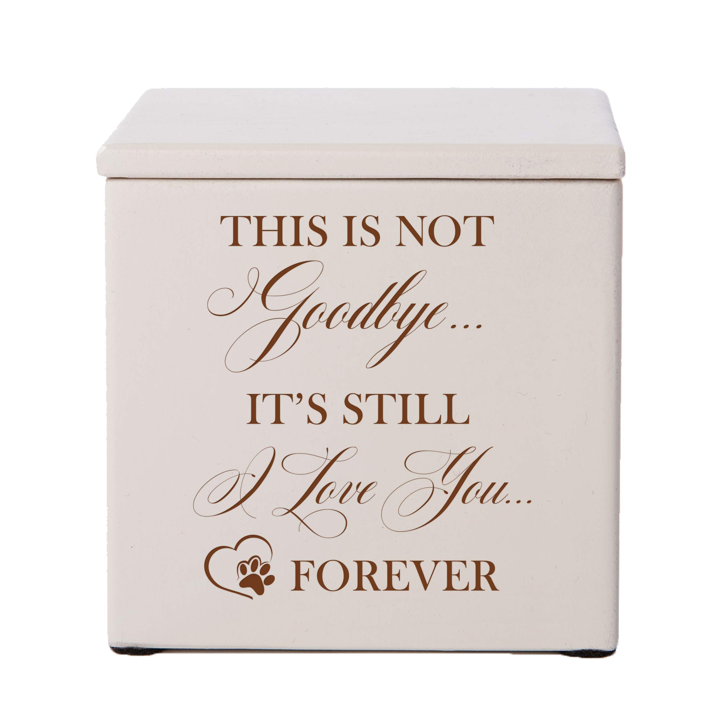Lifesong Milestones Custom Wooden Cremation Urn Box for Dog, Cat,Pet Ashes Loss Of Pet This Is Not Goodbye 3.5 x 3.5 x 3.75 Small Memorial Keepsake Box holds 18 cu.in