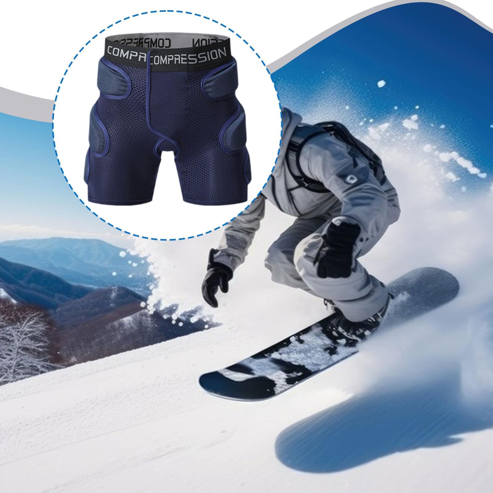 Short de Protection Rembourré 3D pour Hanches - Pantalon Sport Ski Snowboard Roller - Coussin de Sécurité- S