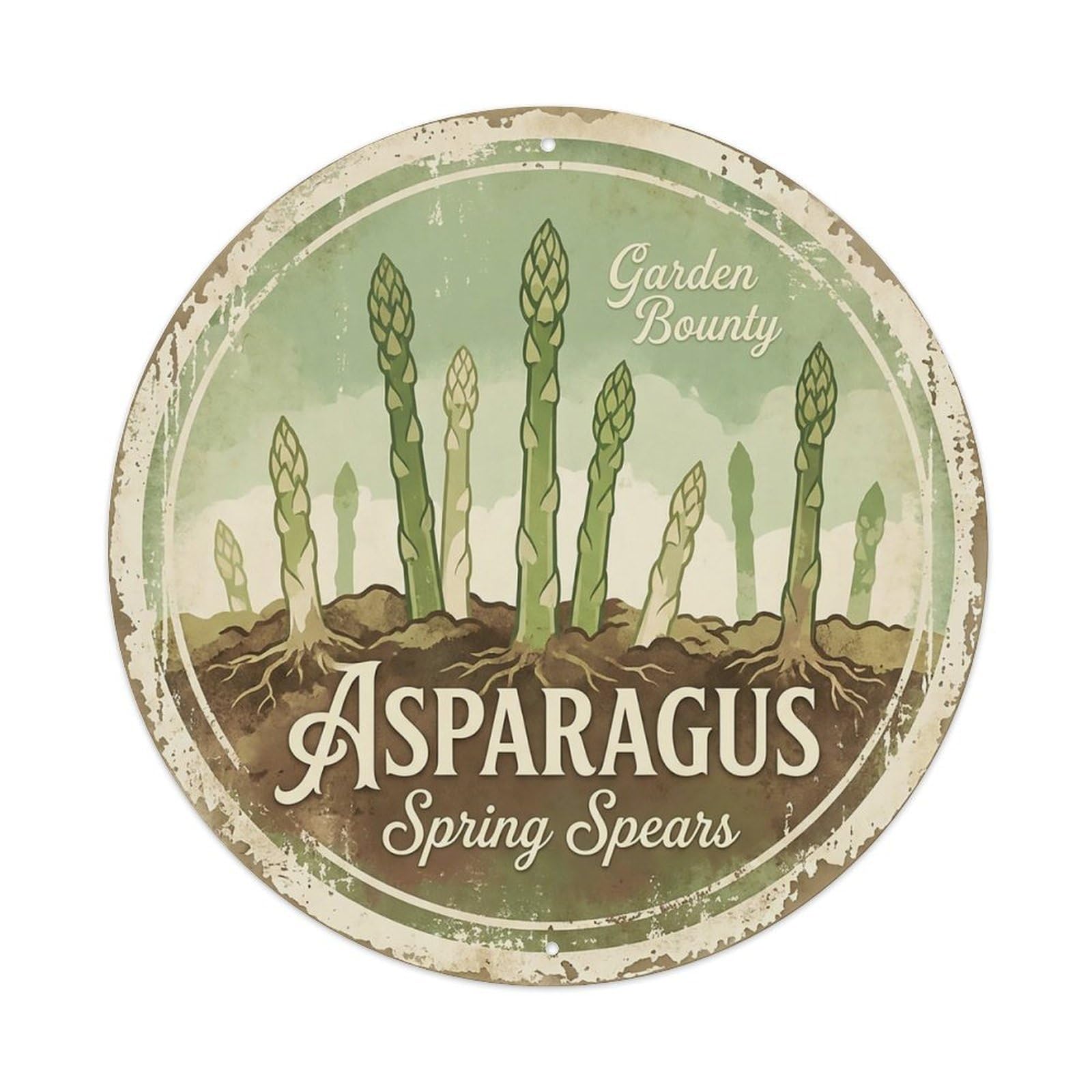 Cxhjca 8X8inch(20X20cm) Vintage Cottagecore Garden Asparagus Spring Spears Metal Tin Sign