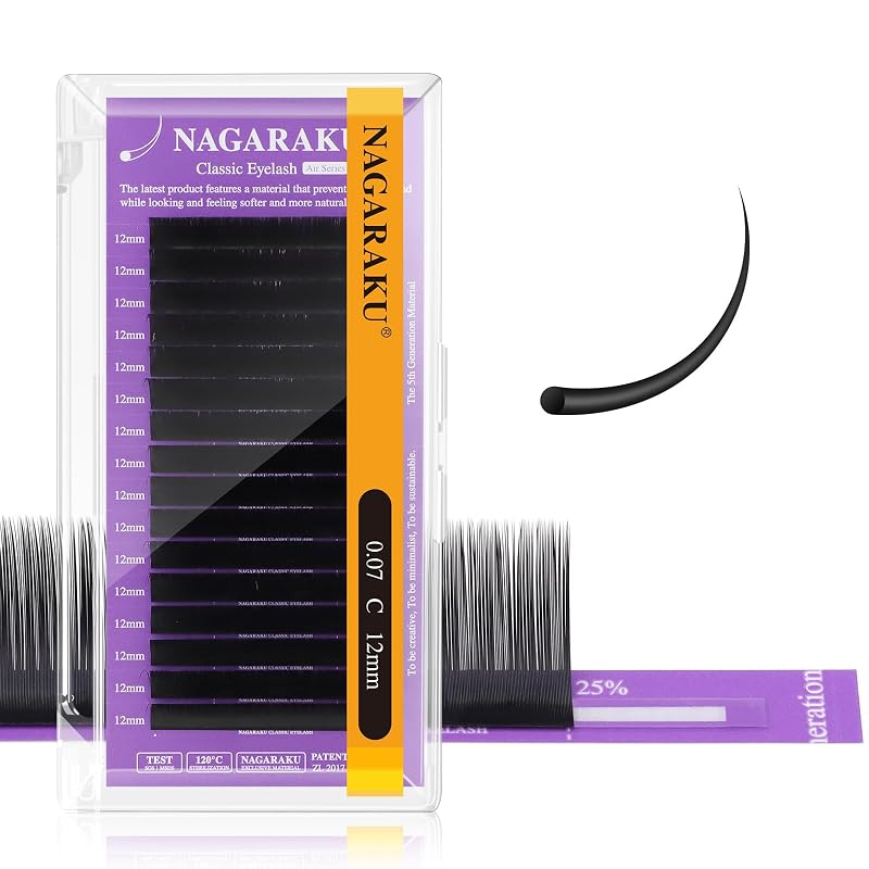 Extensões de cílios individuais NAGARAKU Air Series 0.07 C 12 mm