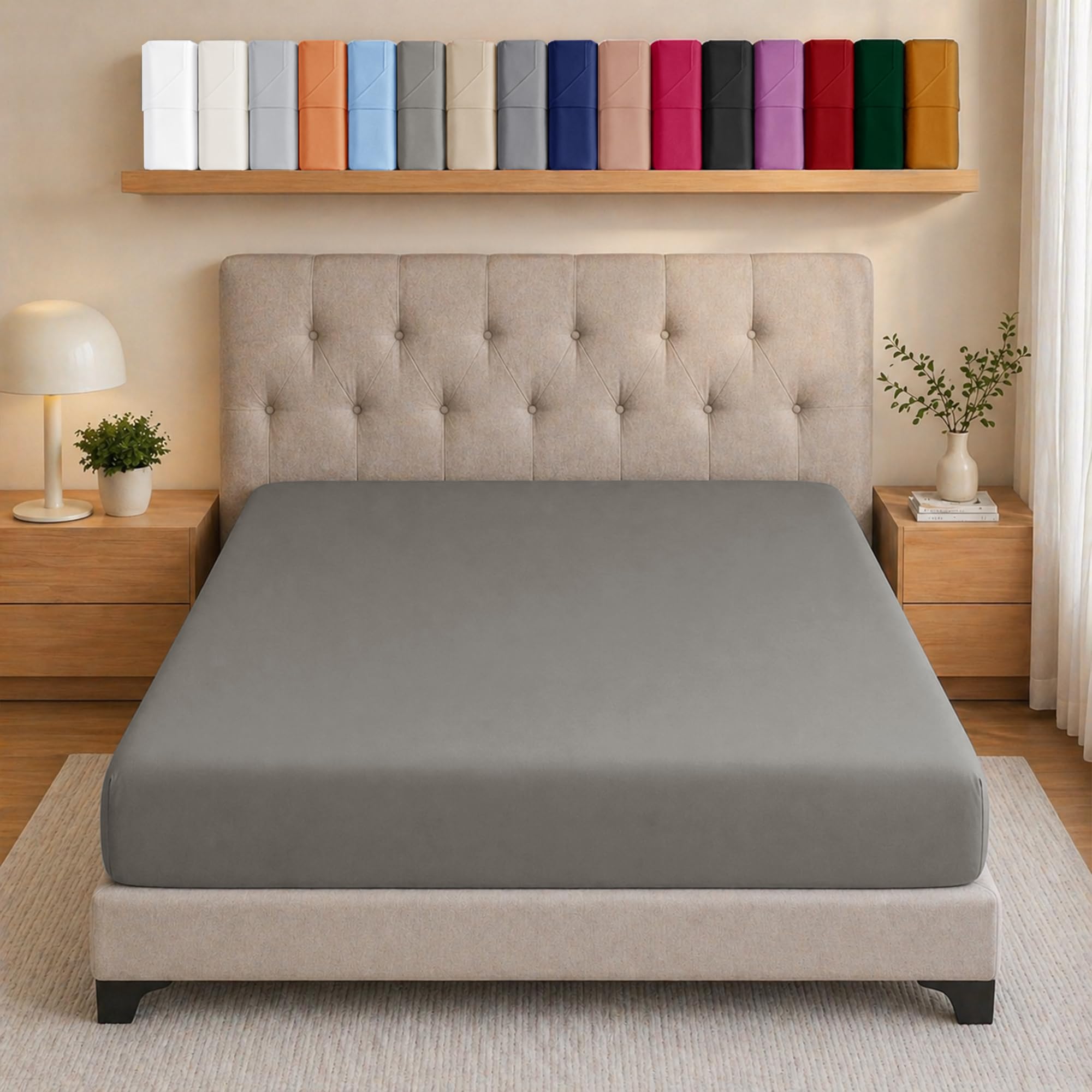 Ameha Grey Single Bed Sheets Deep Pocket Up To 25 Cm Fitted Sheet For Single Bed Soft Brushed Microfiber Elasticated Corners Bottom Sheet Shrinkage And Fade Resistant Breathable