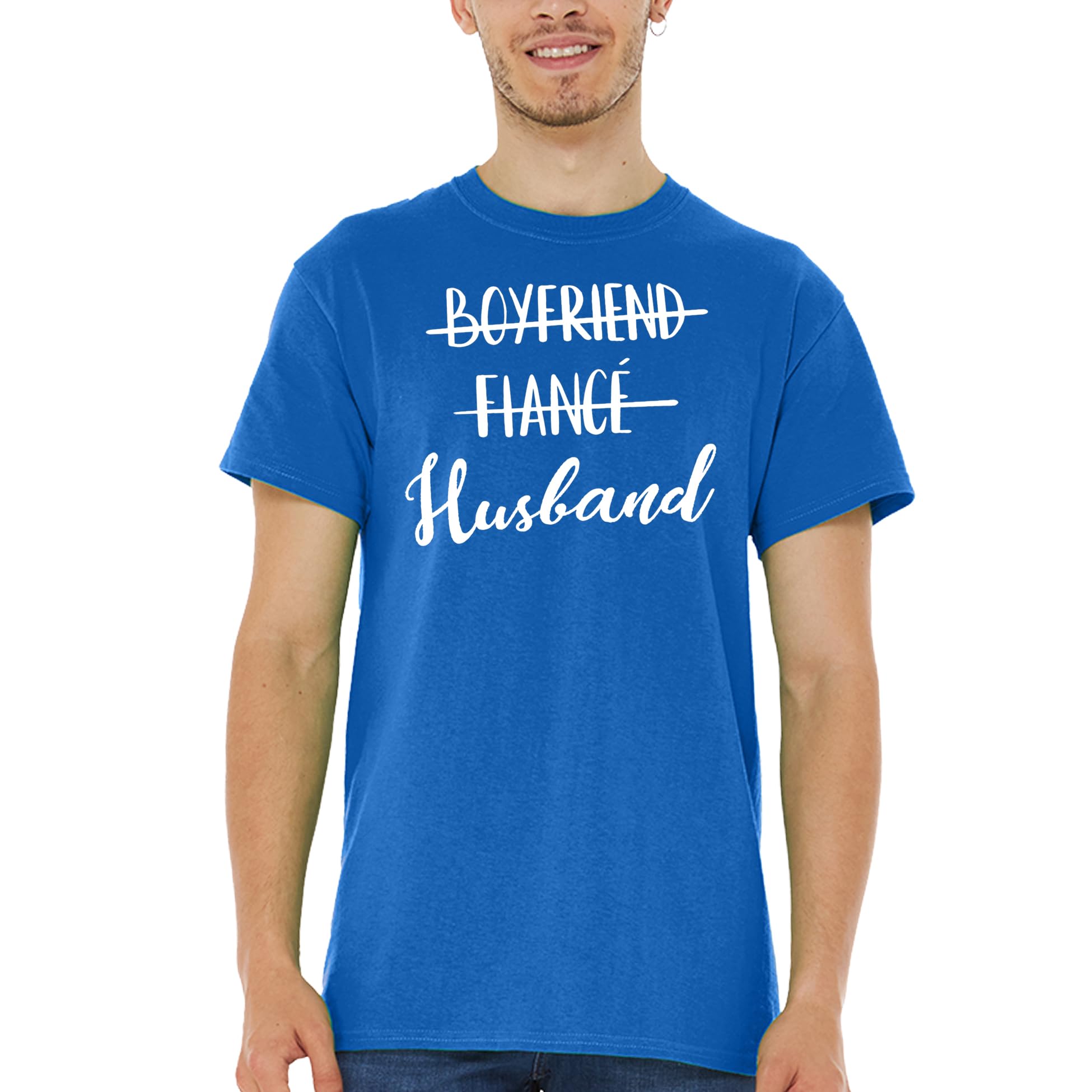 shop4ever Boyfriend Fiance Husband T-Shirt Wedding Shirts Medium Royal Blue 0