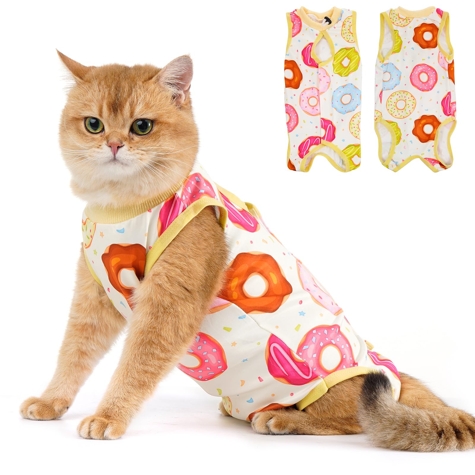 Avont Body Post Operatorio Gatto, Tutina Gatto Post Operatori Sterilizzazione, Cat Recovery Suit per Impedire Leccare Ferita Addominale Dopo l'intervento Chirurgico -Ciambella(MX)