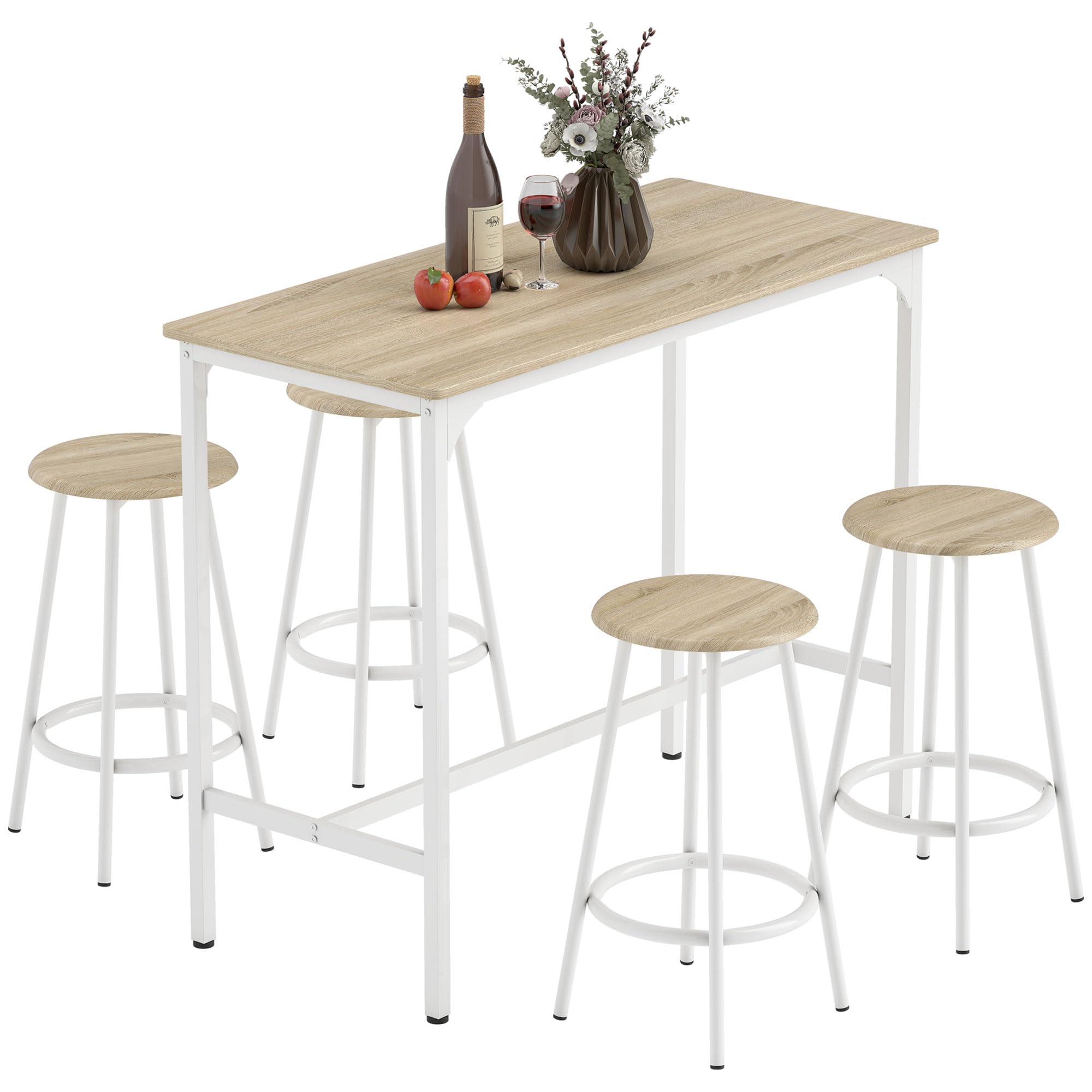 Portland Wood 4 Seater Bar Table and Stool Set