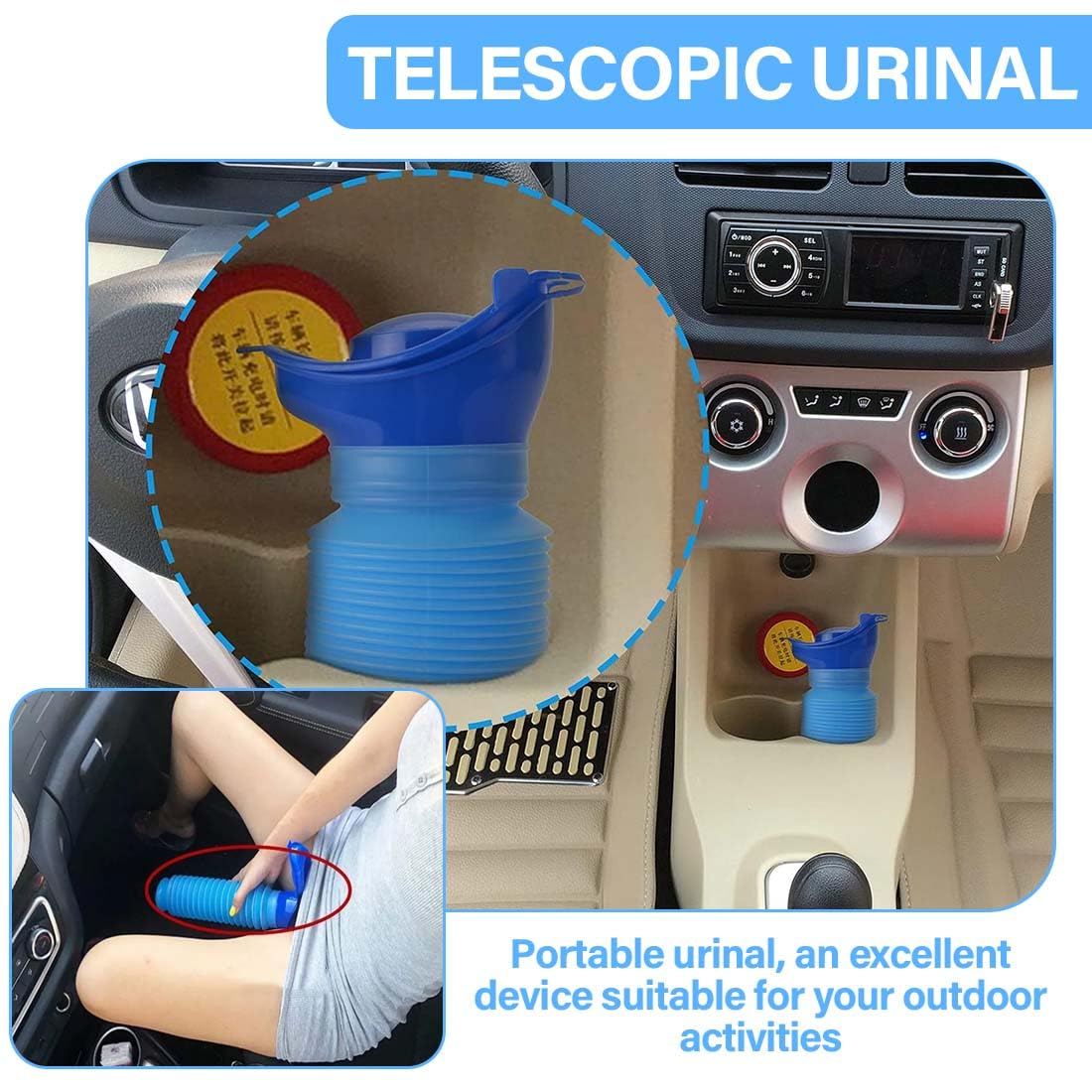 Orinatoio termorestringente Bottiglia per urina Portatile da 750 ml per WC Portatile Riutilizzabile a Prova di perdite per Campeggio Auto Viaggi Traffico e accodamento