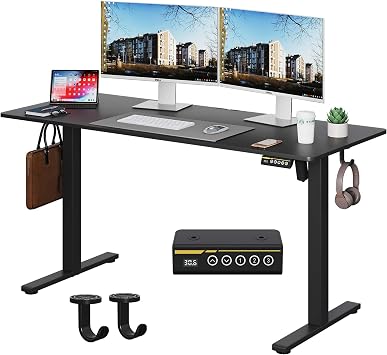 55 x 24 Inch Electric Standing Desk, 3 Memory Presets, Black