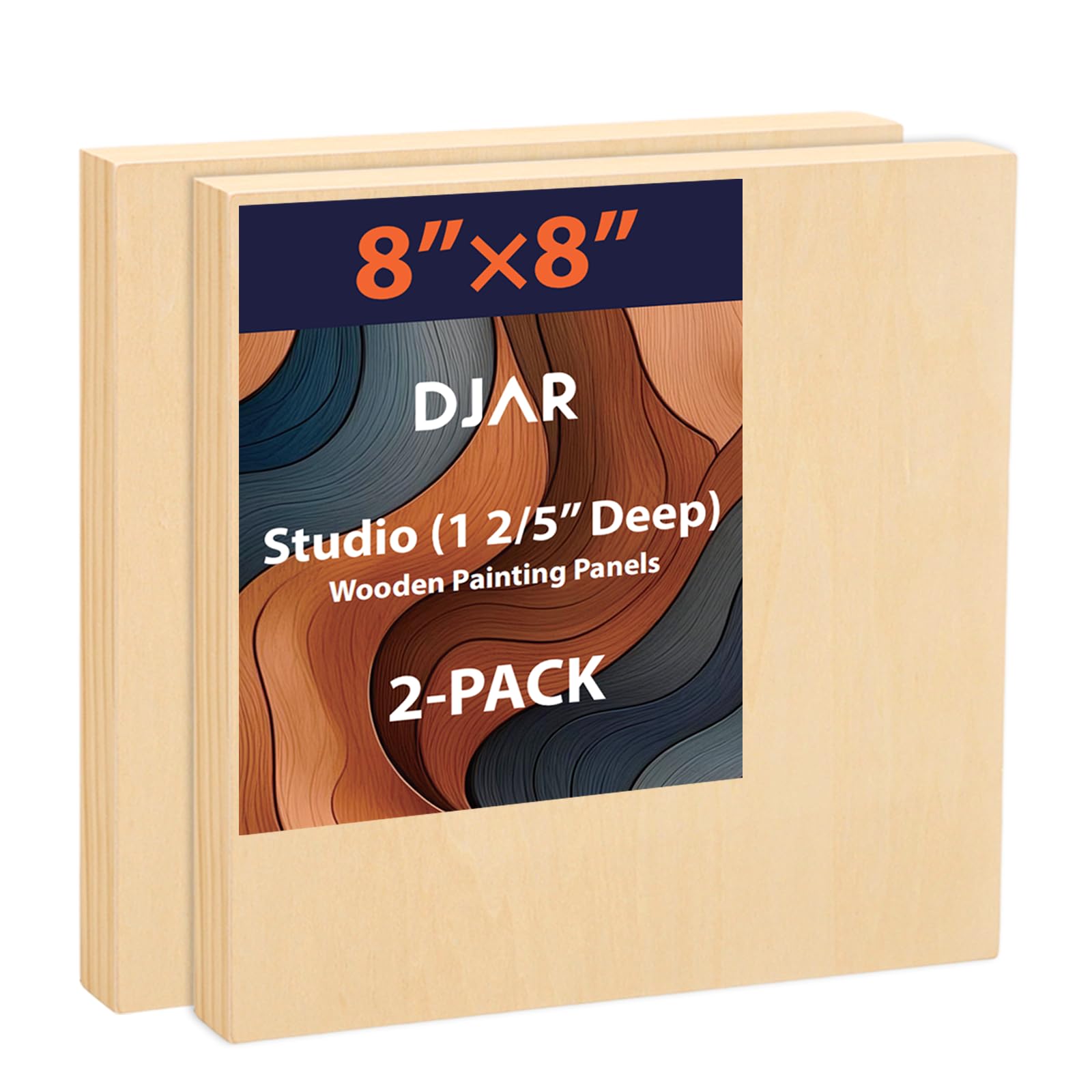 Unfinished Wood Canvas Panels 8" x8'', 2 Pack – Ideal for Paint Pouring, Acrylic, Oil Painting, and Art Crafts