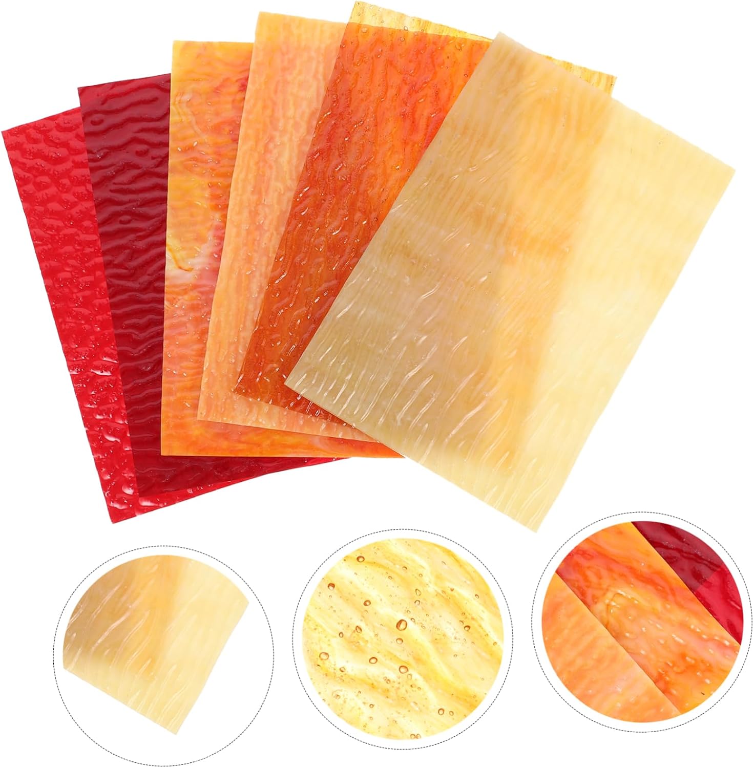 6Pcs Colorful Water Ripple Stained Glass Sheets for DIY Crafts Cathedral Church Decoration Textured Glass Tiles for Home Decor