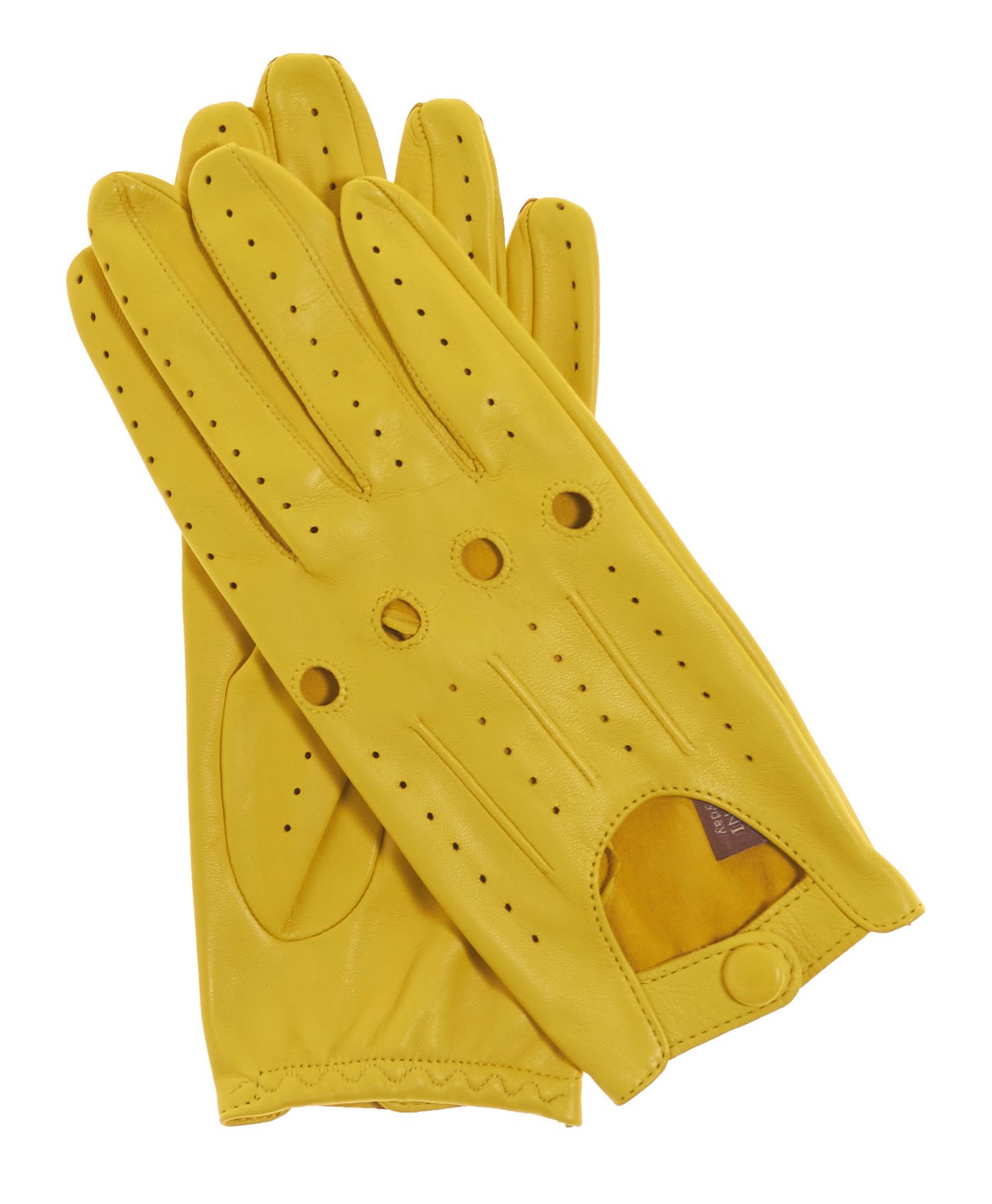 Fratelli Orsini Everyday Women's Open Back Leather Driving Gloves Size 6 1/2 Color Yellow