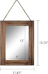 30 X 40 cm Wall Decorative Mirror, Rustic Wood Frame Rectangular Mirror with Hanging Rope for Entryway, Bedroom, Guest Bathroom, Living Room, Bedroom - Brown