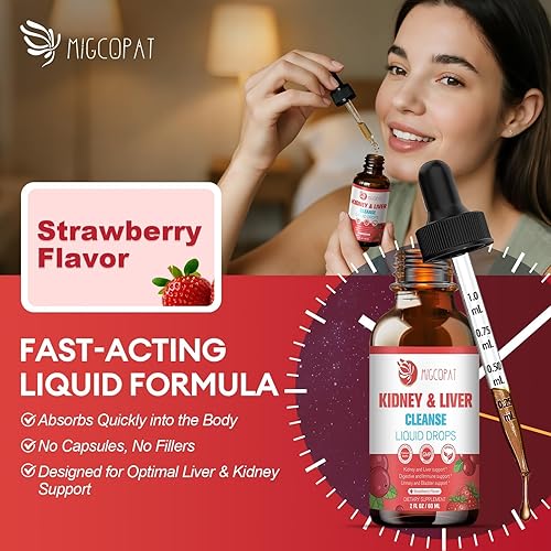 Miniatura 4 de Gotas de desintoxicación y reparación 28 en 1 de limpieza de riñón e hígado, suplemento de arándano y cardo mariano de alta absorción, soporte de