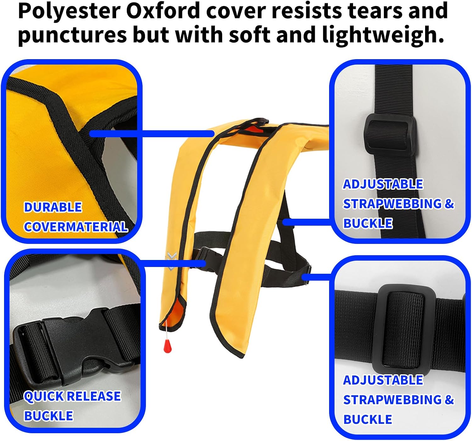 Manual Inflatable Life Jacket|Life Vest for Adults|PFD Low Profile|Supports up to 330 lbs(YSH709)