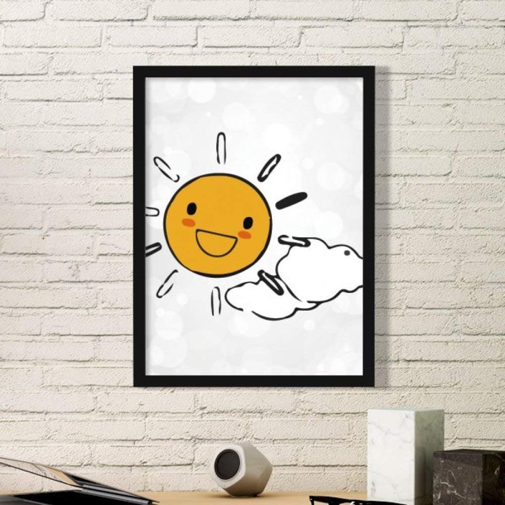 Cadre photo météo soleil nuage en bois noir medium pour décoration de maison