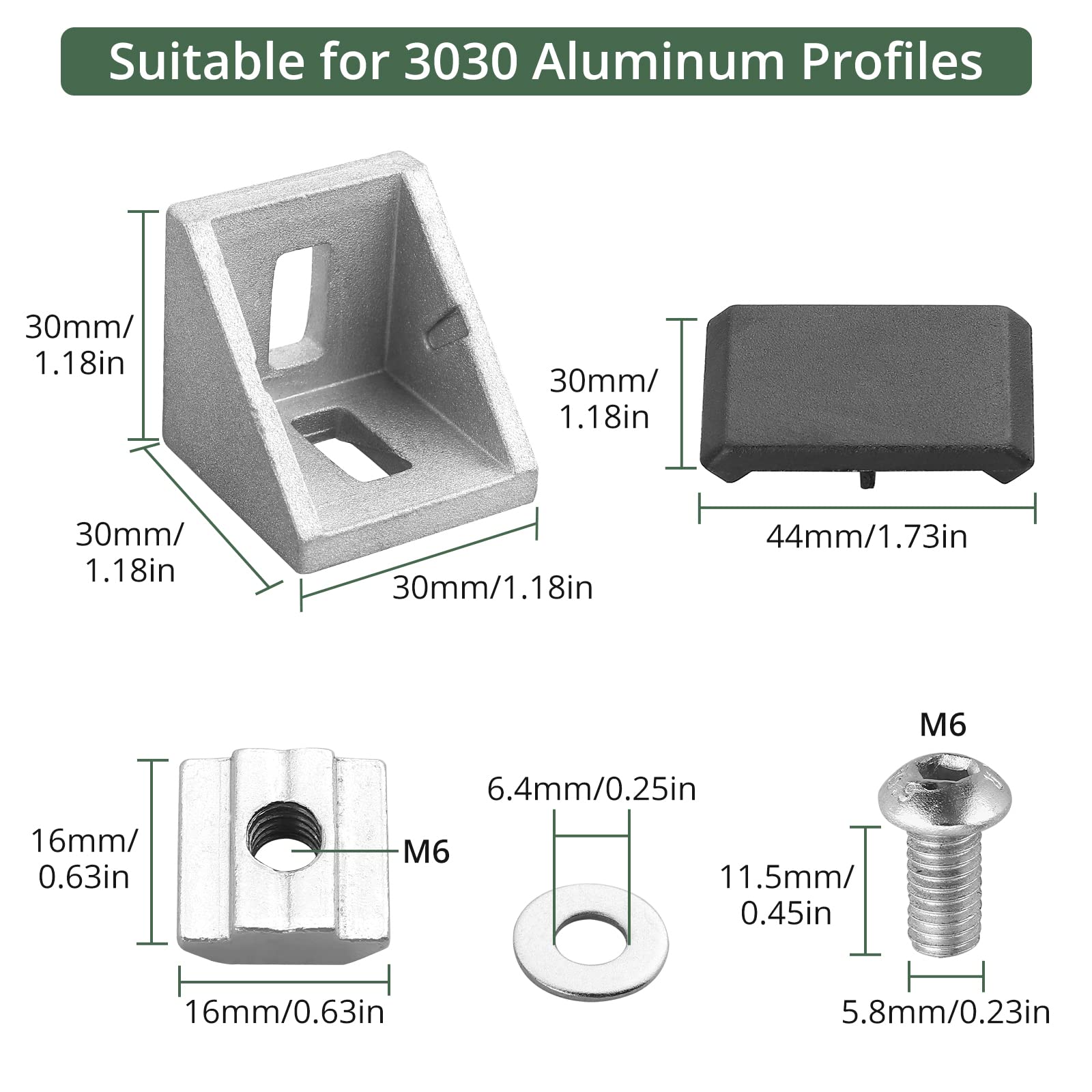 8x Alu-Winkel 30x60 Mm - Edelstahl Befestigung Für Aluprofile & 3D-Drucker