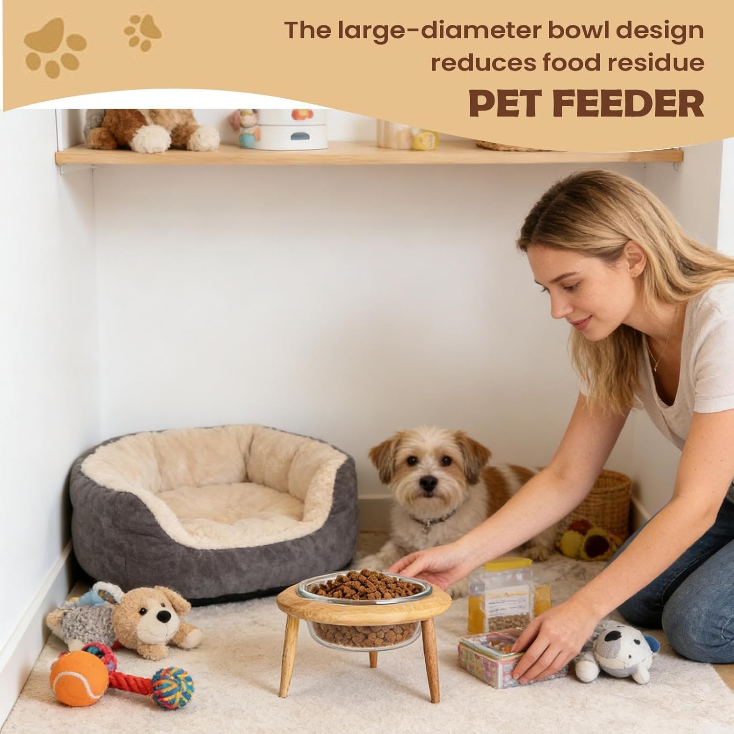 Raised Cat Food Bowls, Anti Vomiting Pet Dish, Adjustable Height Feeding Bowl with Stable Stand, Elevated Cat Accessory, Pet Dining Bowl with Ergonomic Design, Home Use for Living Room Kitchen