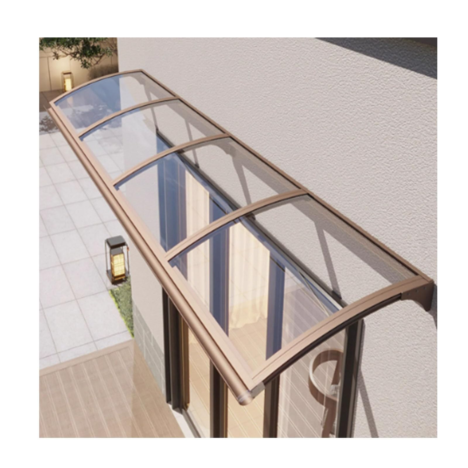 Toldo de policarbonato 45x440 cm con soporte de aluminio para patio resistente a lluvia y sol