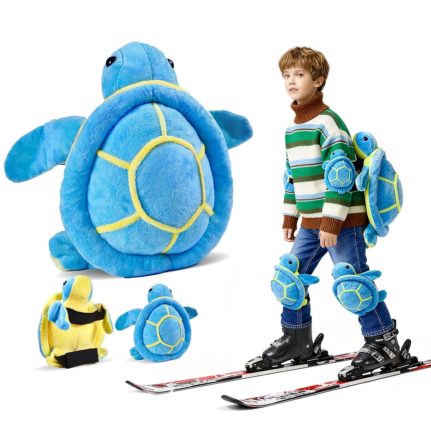 3 Pcs Kids'/Teens' Ski/Snowboard Butt Pads Set, Snowboard Turtle Hip Knee Protection, Snowboarding Turtle Cushion Protective Gear for Skiing Skating Snowboarding Winter Outdoor Protection
