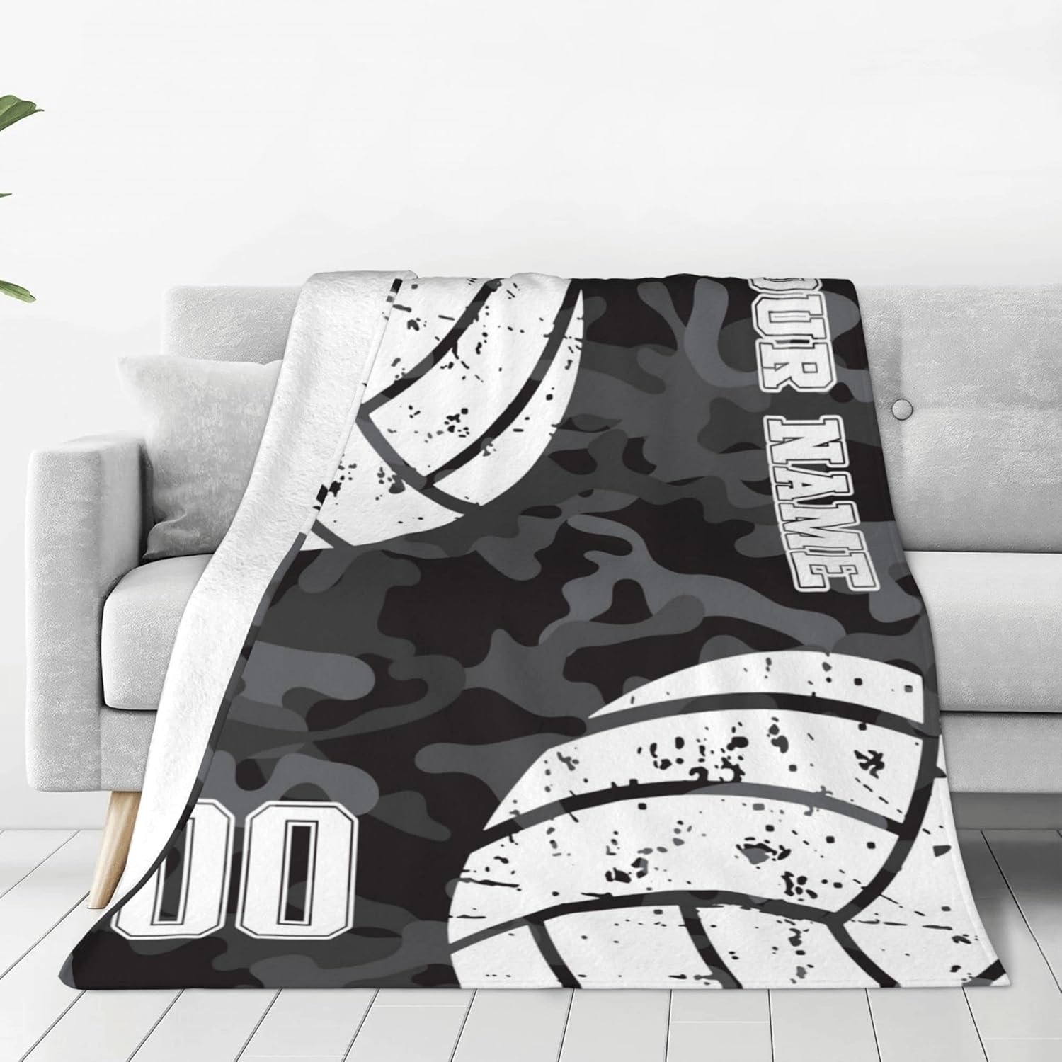 JDKWAY Custom Volleyball Blanket with Name and Number