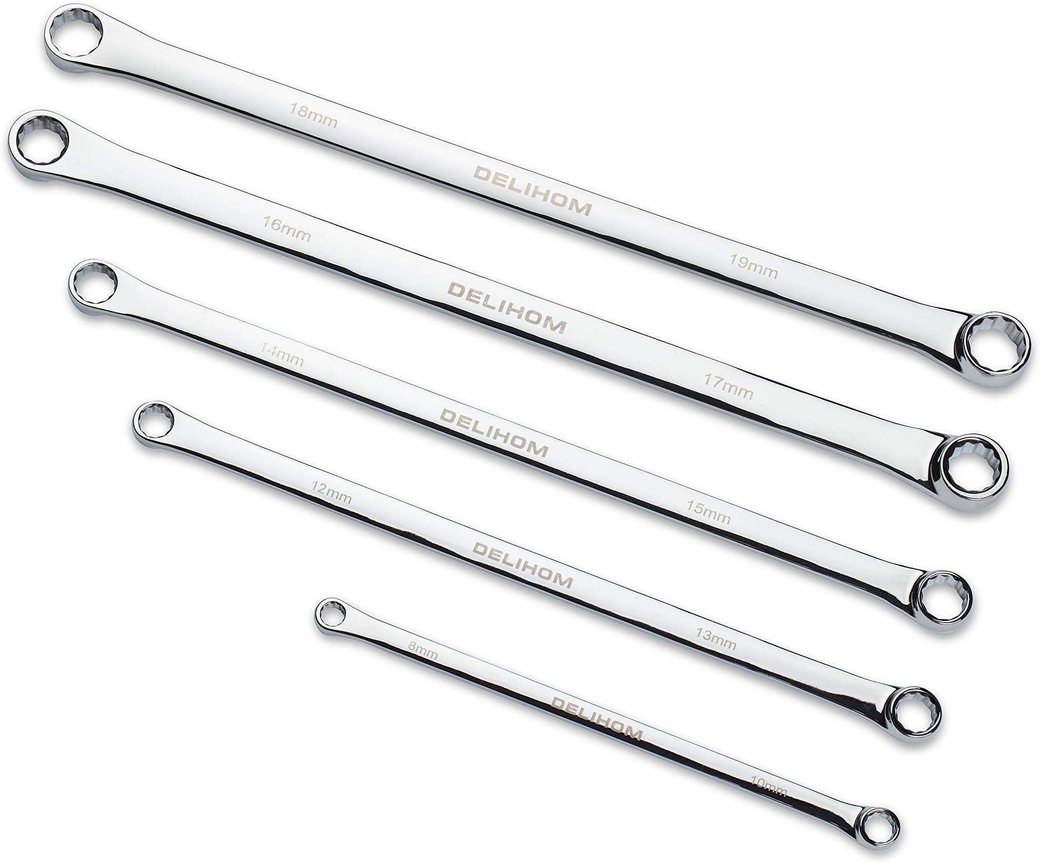 Extra Long Wrench Set, Long Wrenches Set Long Double Box End Wrench Set Aviation Wrenches Strong Power Less Effort | Metric 8mm-19mm