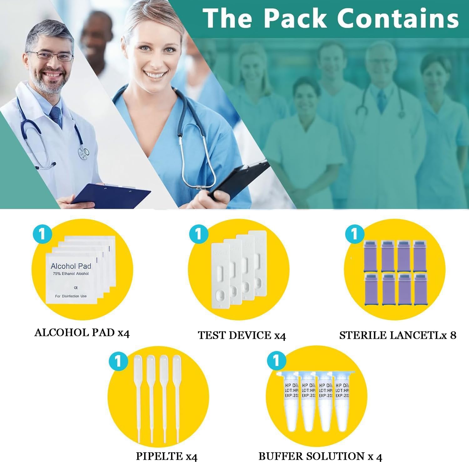 H Pylori Test Kit, 4 PCS Helicobacter Pylori Test Kits at Home, H. Pylori Test H-Pylori Self-Test for Home Use, Results in 10-15 Minutes (Blood)