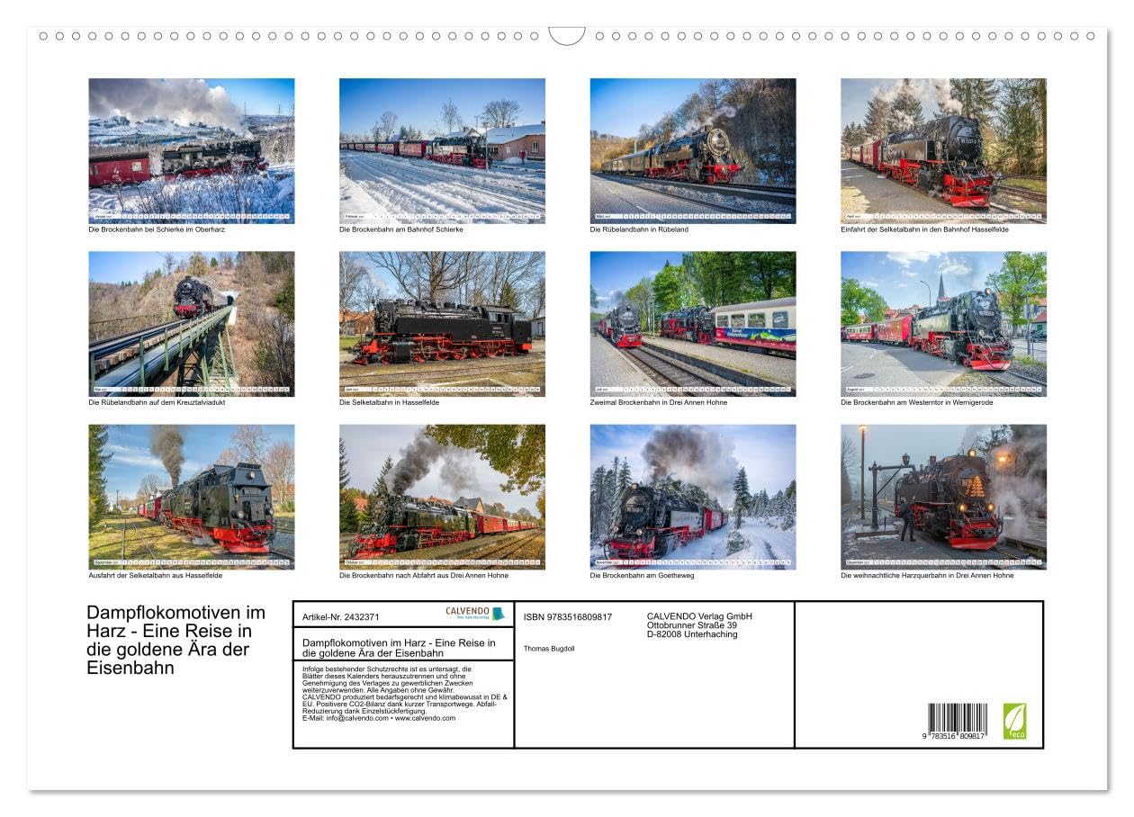 Dampflokomotiven im Harz - Eine Reise in die goldene Ära der Eisenbahn (Wandkalender 2027 DIN A2 quer), CALVENDO Monatskalender: Dampfloks im Harz – pure Nostalgie (CALVENDO Mobilitaet)