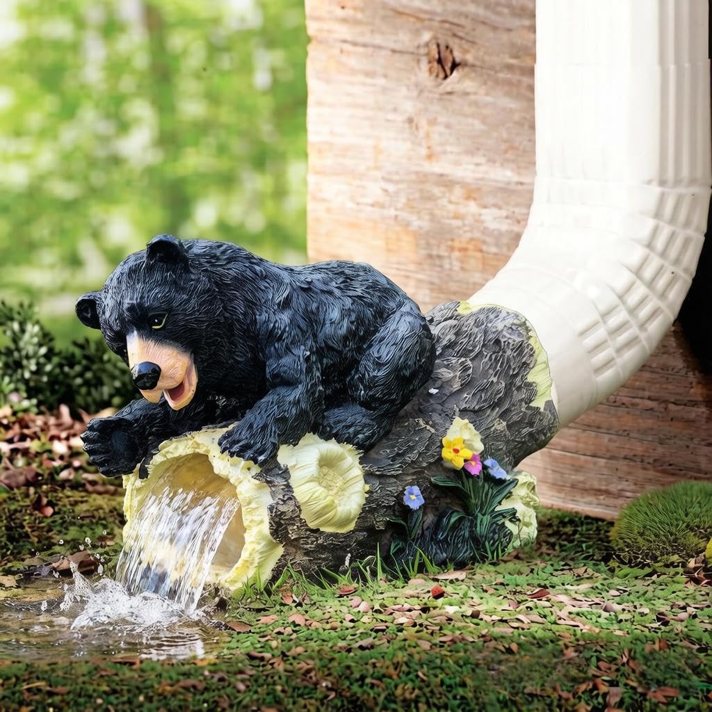 Gutter Downspout Extensions Statue Decorative 3" x 4",Bear Decorative Rain Gutter Downspout Extension Figurine Decor Sculpture for Lawn Yard