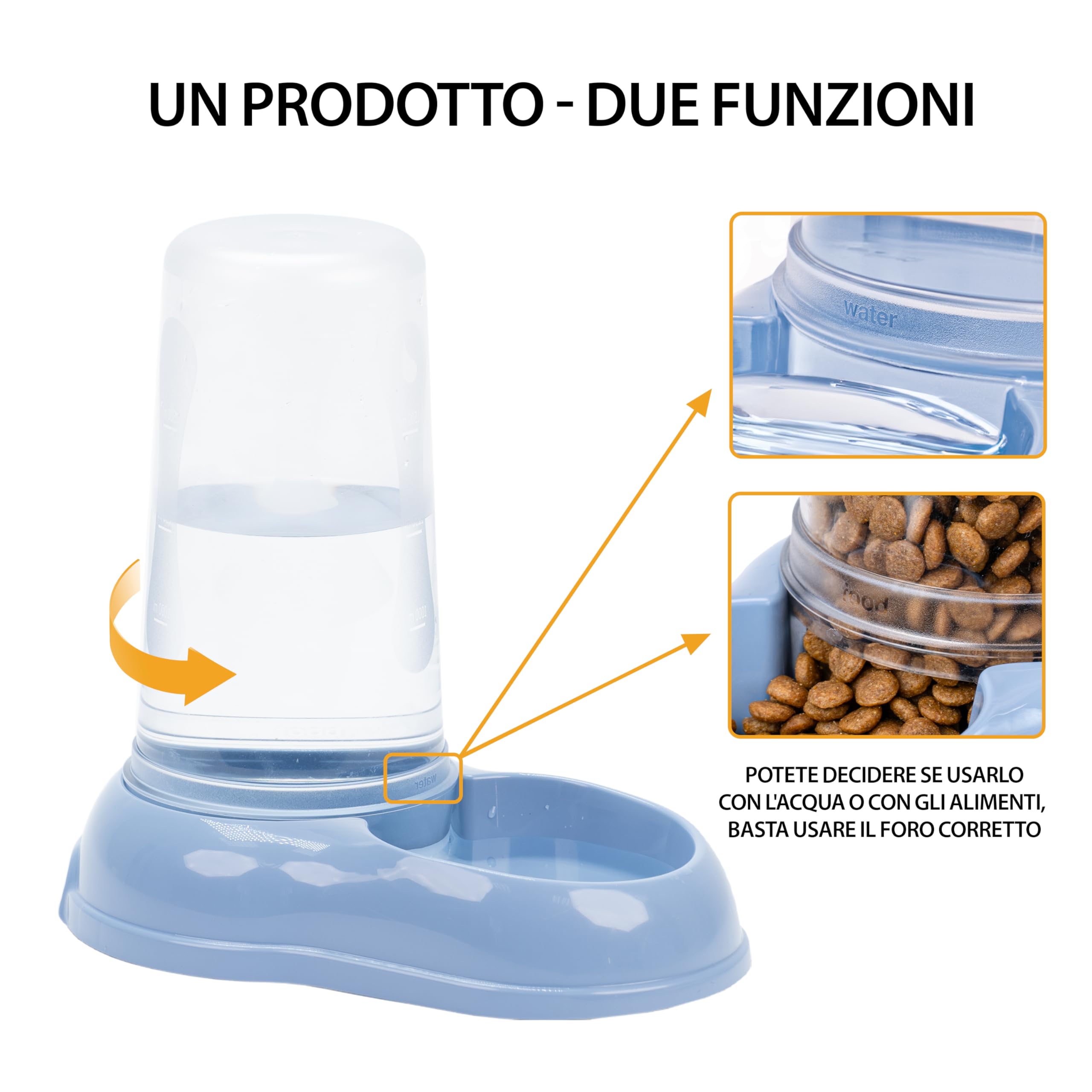Ferplast Distributore cibo o acqua per cani e gatti AZIMUT 600 Mangiatoia per cibo secco acqua 0,6 Litri, Fondo antiscivolo, 12,5 x 19 x h 19,5 cm Blu