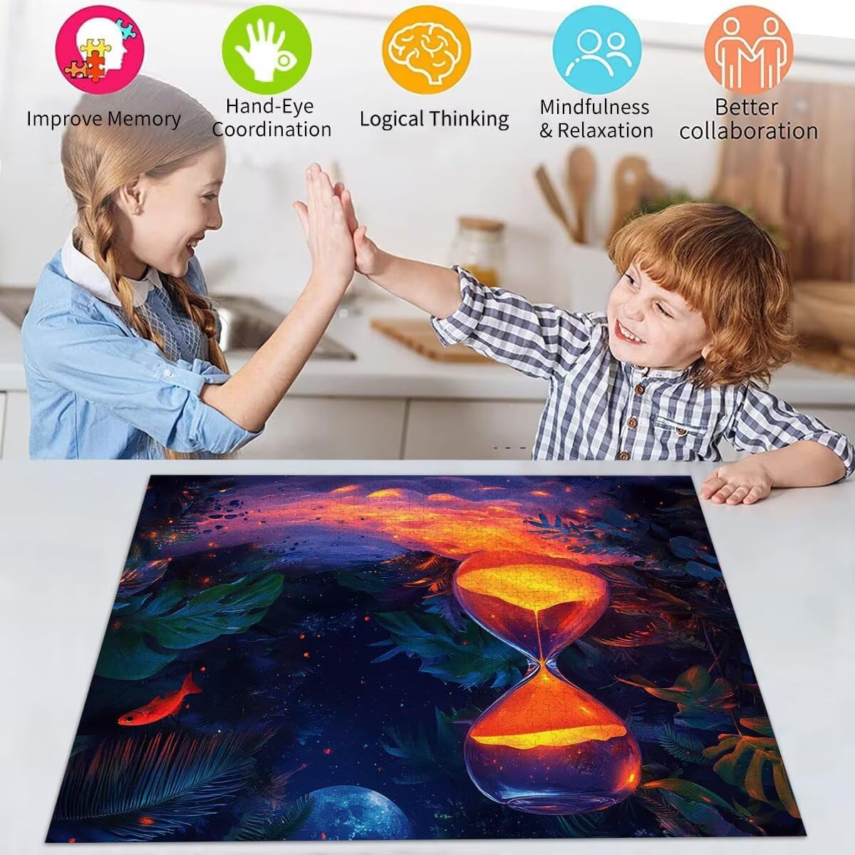 Sanduhr Puzzle für Erwachsene Kinder Anspruchsvoll 5000 Teile Impossible Klassische Puzzles Schwer Abstrakt ab 8 9 10 Jahre Mädchen Jungen Jigsaw Kunst Educa, für Dekoration Geschenke 105x156cm t-867