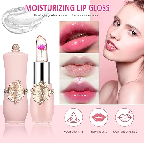 Miniatura 3 de FirstFly - Paquete de 6 lápices de labios nutritivos de larga duración bálsamo labial hidratante de labios mágico de temperatura cambio de color