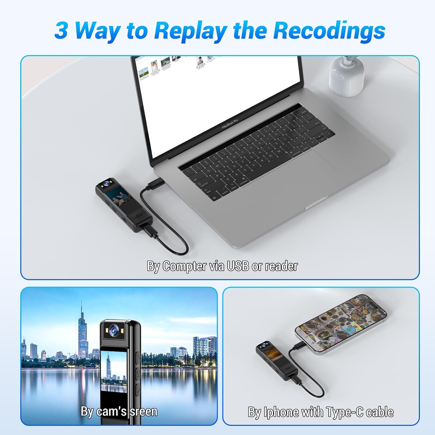 Mini Body Camera with Audio And Video Recording, 1080P Police Action Body Camera with Memory Card Body Worn Cam,Premium Portable Wearable Patrol Camcorder for Work Records,Guard (128GB)