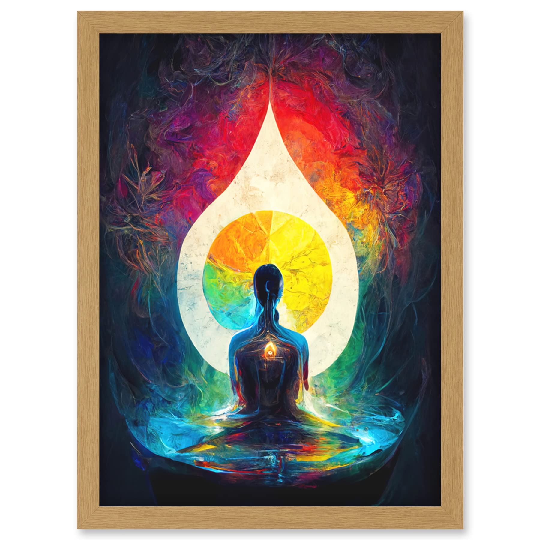 Doppelganger33 LTD 7 Chakra Meditation Energy Rainbow Relaxation Artwork Framed Wall Art Print A4