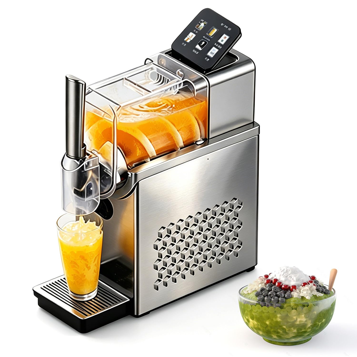 richigblosmum New Slushy Machine for Home | Adjustable Hardness Makes Smoothie to Soft Serve | 6 One-Touch Modes for Slushies, Sorbet, Margaritas | Clean Dispensing Tap with Auto-Clean