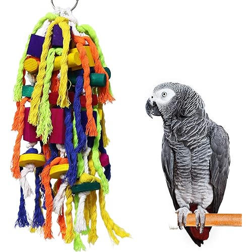 Rypet Large and Small Parrot Chewing Toys - Parrot Cage Bite Toys Wooden Block Tearing Toys for Conures Cockatiels African Grey and Other Amazon Parrots
