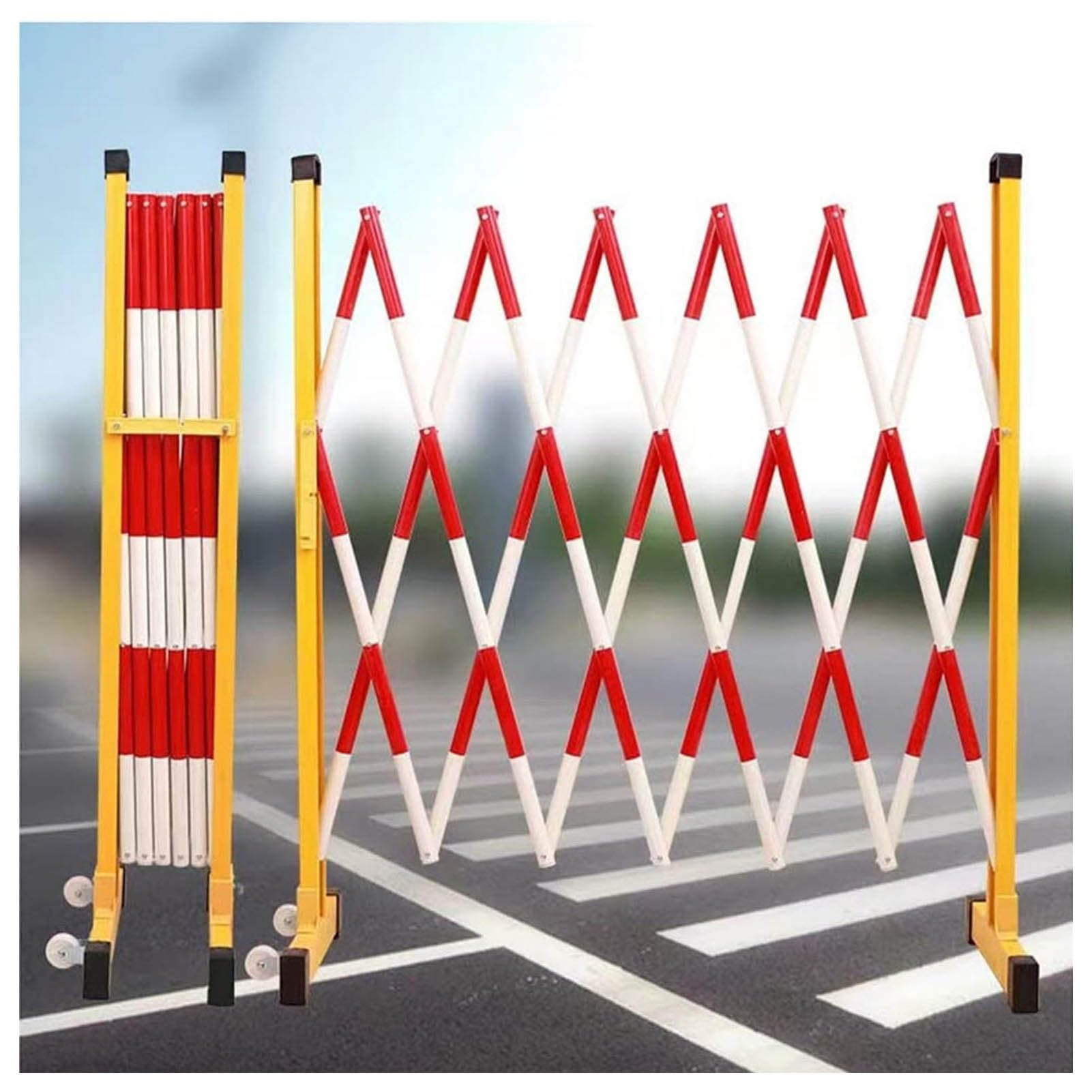 WQPMNYG Security Barrier,Portable Retractable Traffic Fence - Movable Road Isolation Guardrail, Foldable Safety Railing for Construction & Maintenance, White-Red, 11.4ft (L350cm)