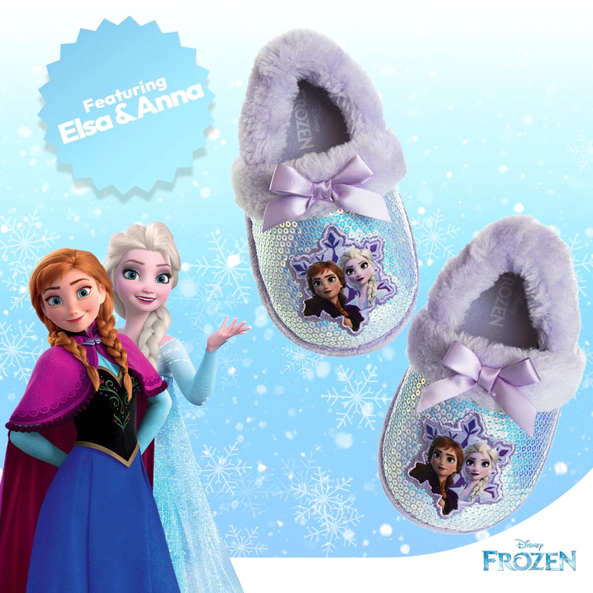 Disney Frozen 2 Elsa Anna - Zapatillas de peluche para niña
