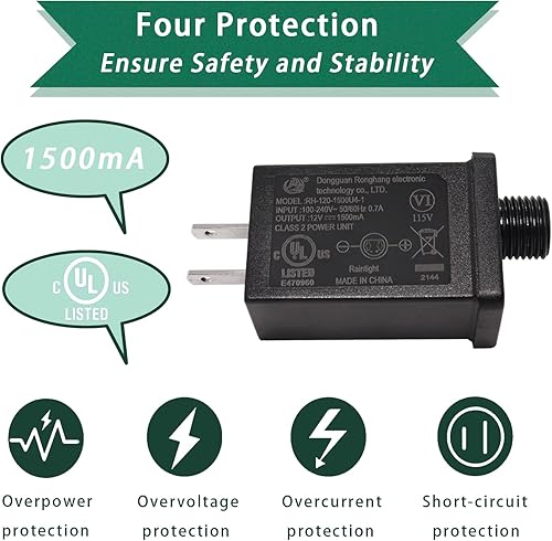 Miniatura 10 de Adaptador de repuesto para inflables de Navidad, 2 paquetes de adaptador 1A para patio de Navidad, enchufe transformador para inflables de Navidad,