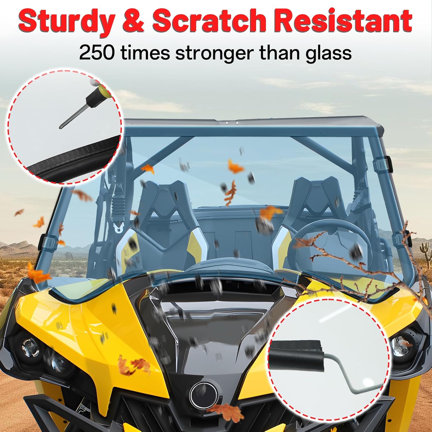StarknightMT Front Maverick Windshield Scratch Proof PC Full Windshield Compatible With 2013-2018 Maverick 1000R / Max / Turbo / Turbo Max - Heavy Duty Clear