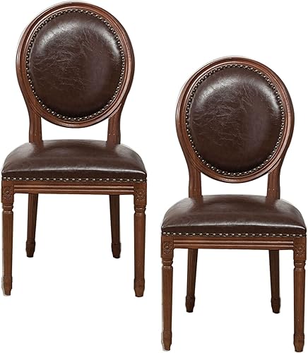 Miniatura 31 de JKGHK - Sillas de comedor, sillas de cocina de madera, silla lateral tapizada de cuero para habitación con respaldo redondo, juego de sillas de sala