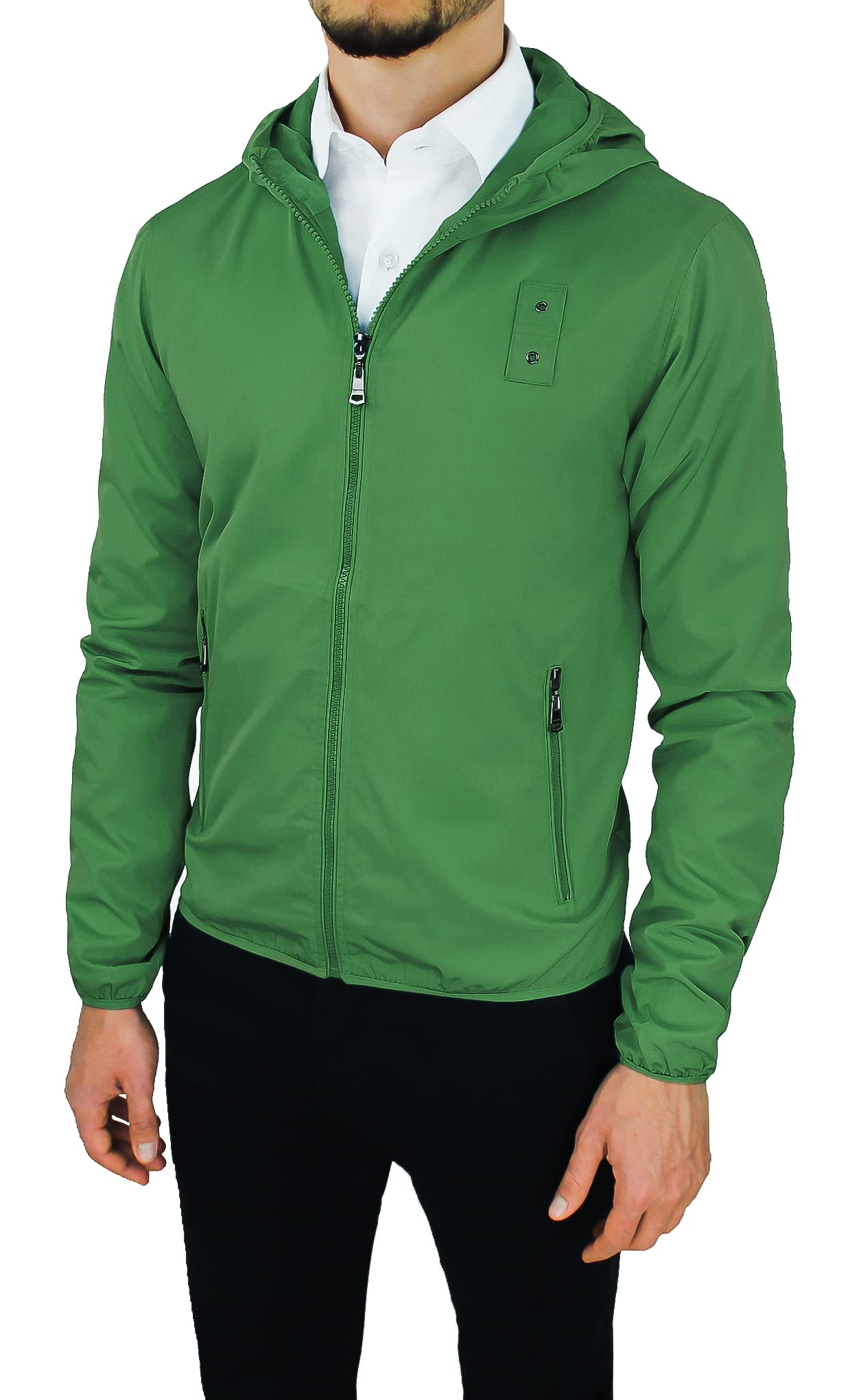 Evoga Giubbotto Giacca Uomo Codice Articolo 392115 Primavera Estate Slim Fit Tecnico Impermeabile Cerniera Manica Lunga Tasche Laterali con Zip Foderato Interno