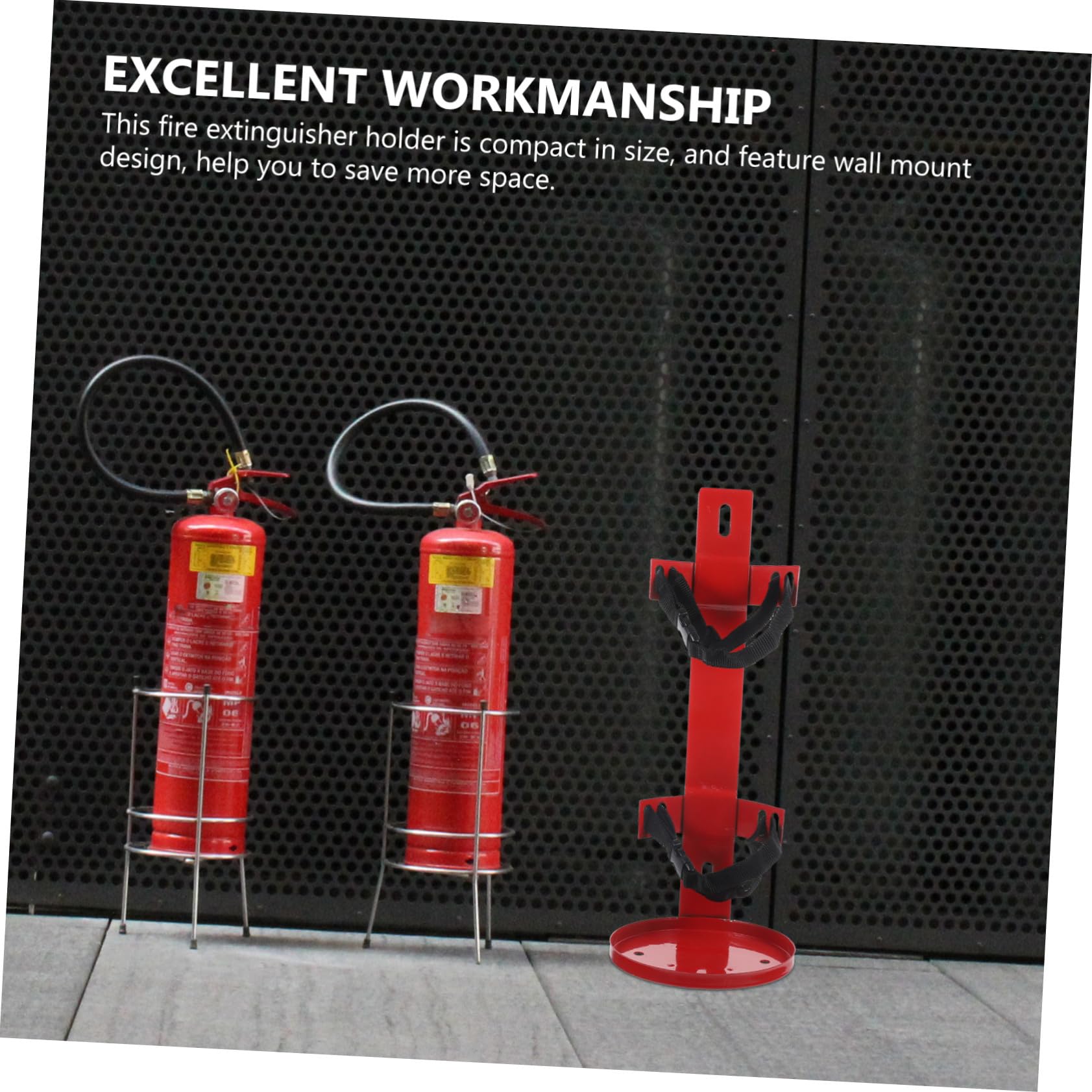 Soporte Color Rojo para Extintor de Incendios de Pared y Hierro y Poliéster, Fácil de Instalar Ahorra Espacio para Hogar y Oficina
