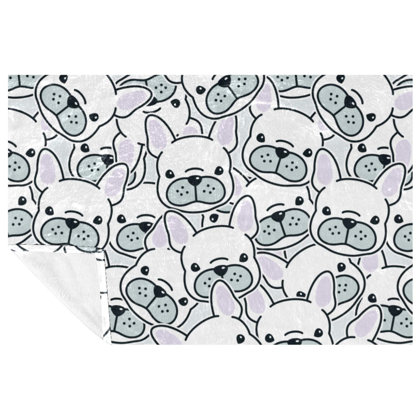 Couverture bouledogue français 150x200 cm pour protéger votre canapé des poils et du froid